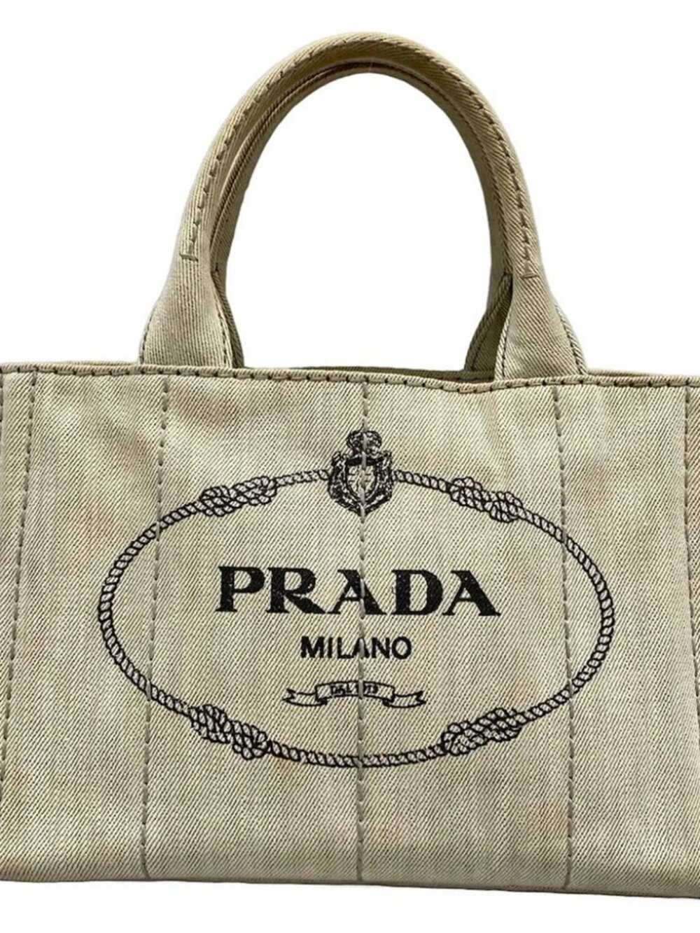 PRADA CANAPA Cream Canvas Tote Bag - Picture 1 of 14